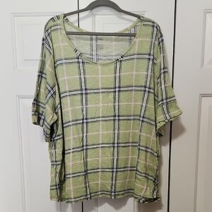 Cato Green Boxy Blouse with Relaxed Fit